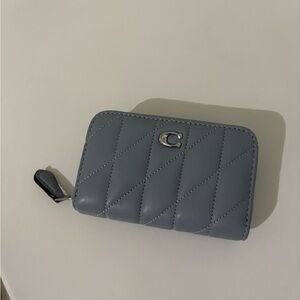 Blue Quilted Wallet with Silver Logo